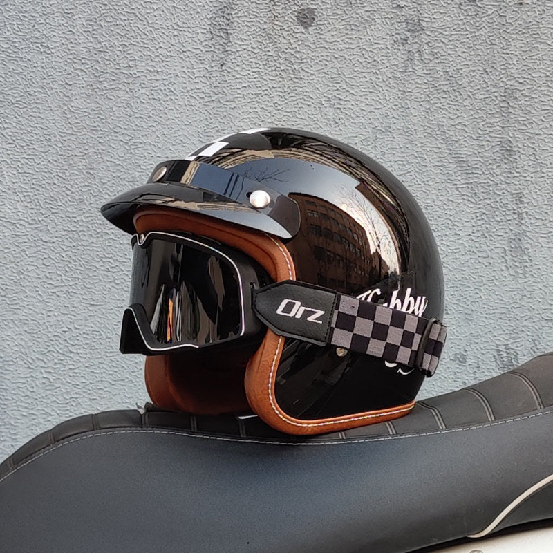Retro rally motorcycle helmet-I24