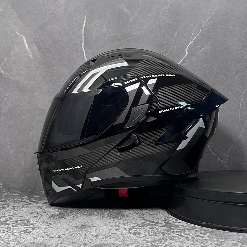 Stylish Modular Motorcycle Helmet with Dual Visors and Rear Spoiler-I153