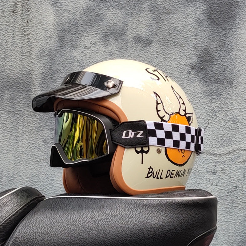 Retro motorcycle open helmet-I20