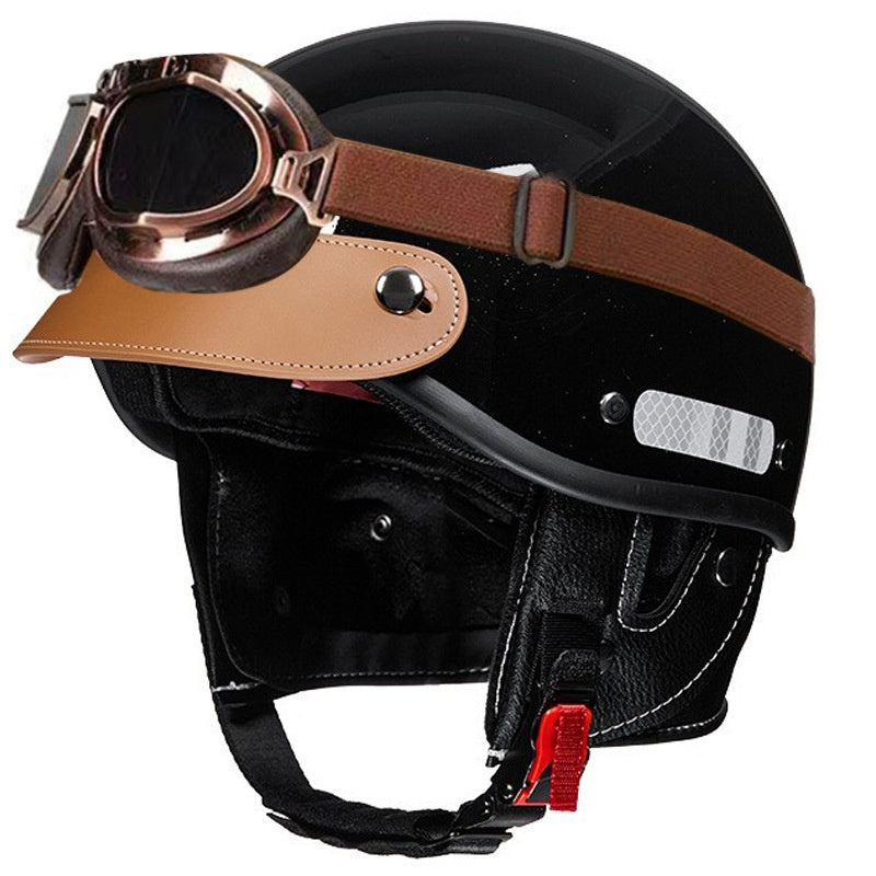 Retro cruiser half helmet with earmuffs- I16