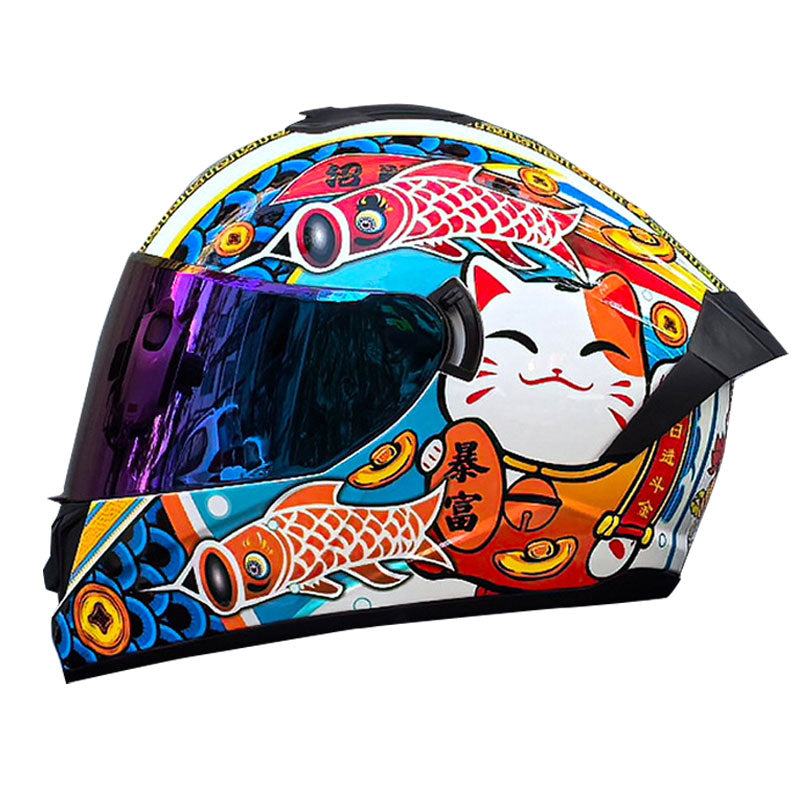 Dazzling Full-Face Motorcycle Helmet with Dual Visors (Racing Style)-I158