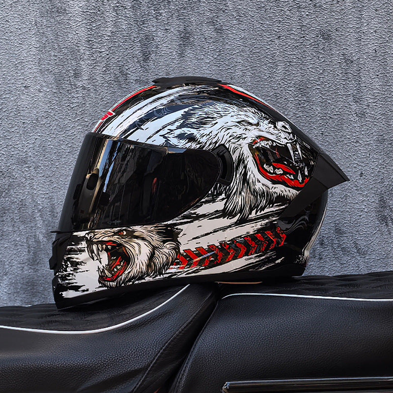 Cool Sport-Style Street Motorcycle Full-Face Helmet with Dual Visors-I160
