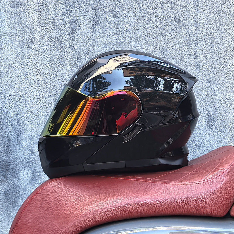 DOT-Certified Motorcycle Modular Helmet with Titanium Dark Red Visor-I212