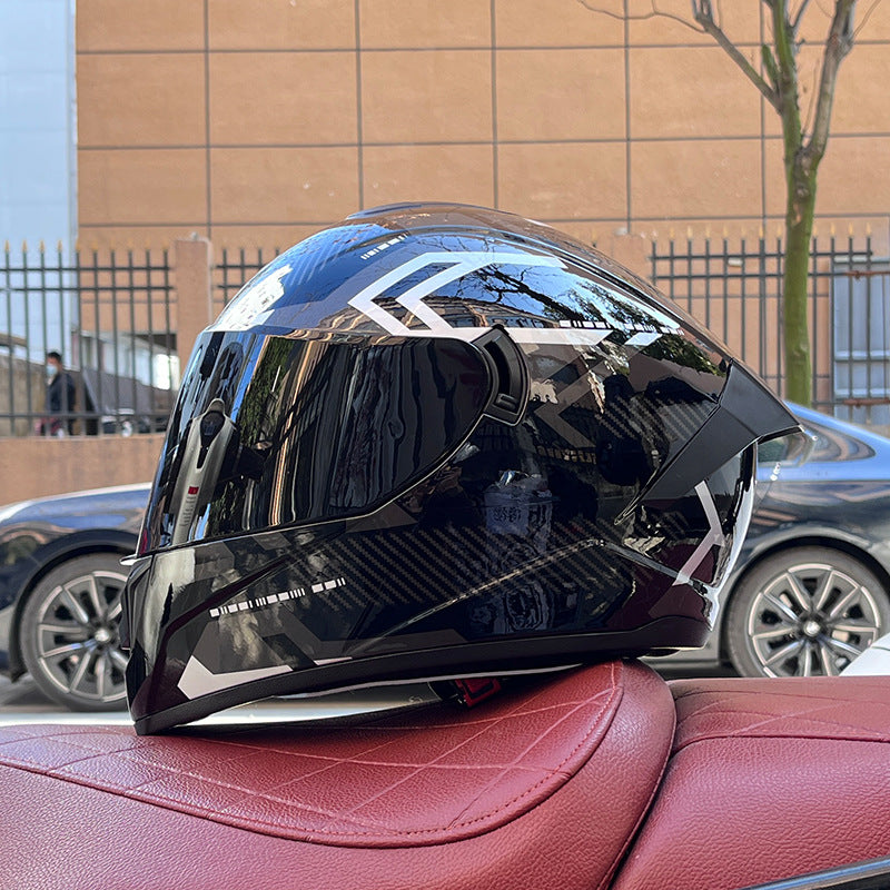 High-end sport-style full-face motorcycle helmet with dual visors-I159