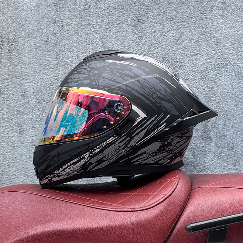 Iridescent Dual-Visor Motorcycle Helmet-I194