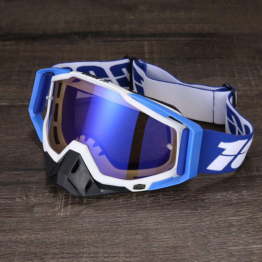 Impact-resistant blue motocross goggles-H09