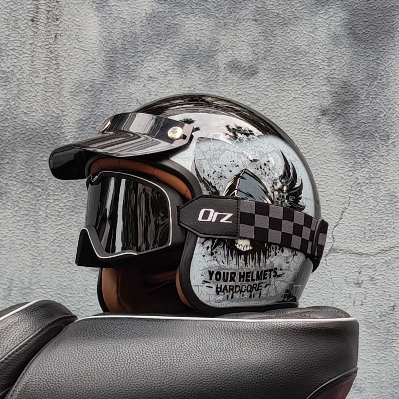 Retro motorcycle open helmet-I20