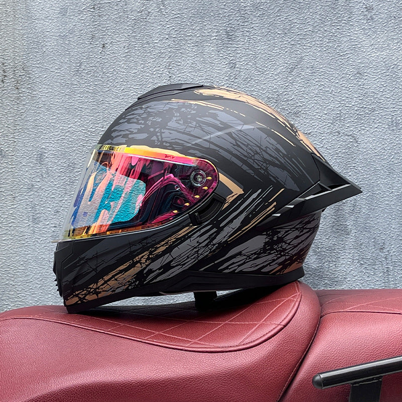 Iridescent Dual-Visor Motorcycle Helmet-I194