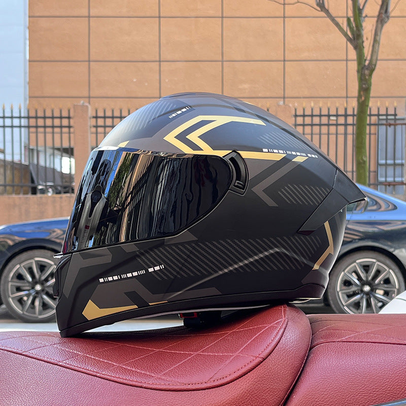 High-end sport-style full-face motorcycle helmet with dual visors-I159