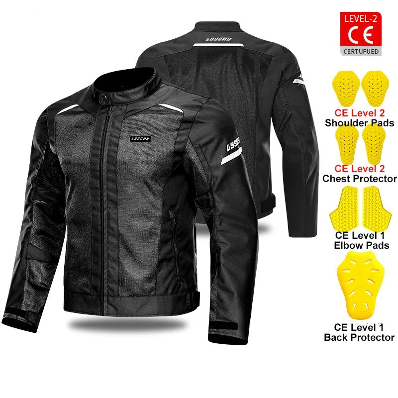Breathable Mesh Reflective Anti-Shock Motorcycle Jacket-J21