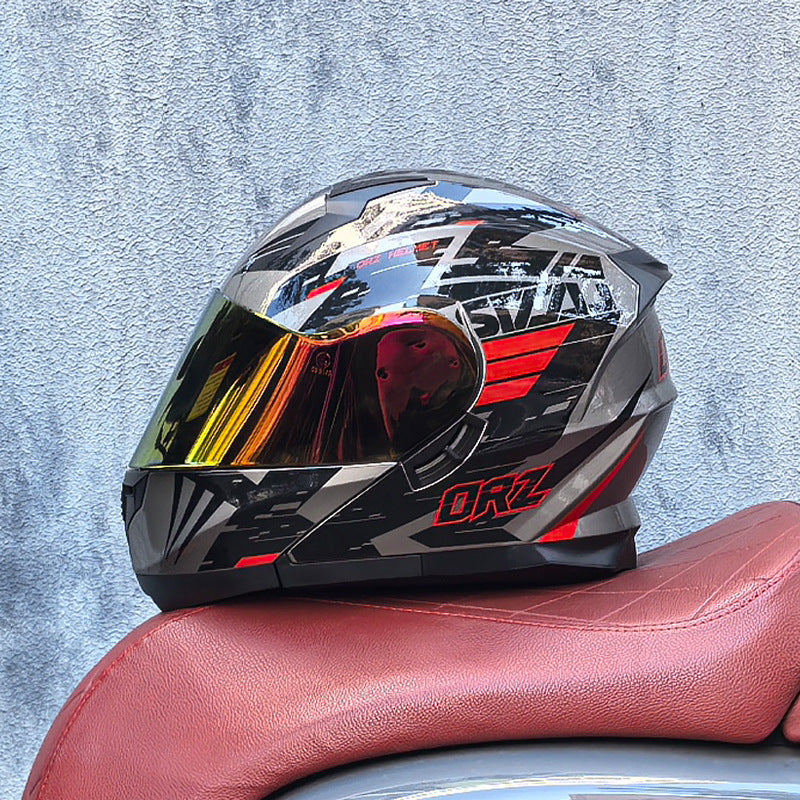 DOT-Certified Motorcycle Modular Helmet with Titanium Dark Red Visor-I212