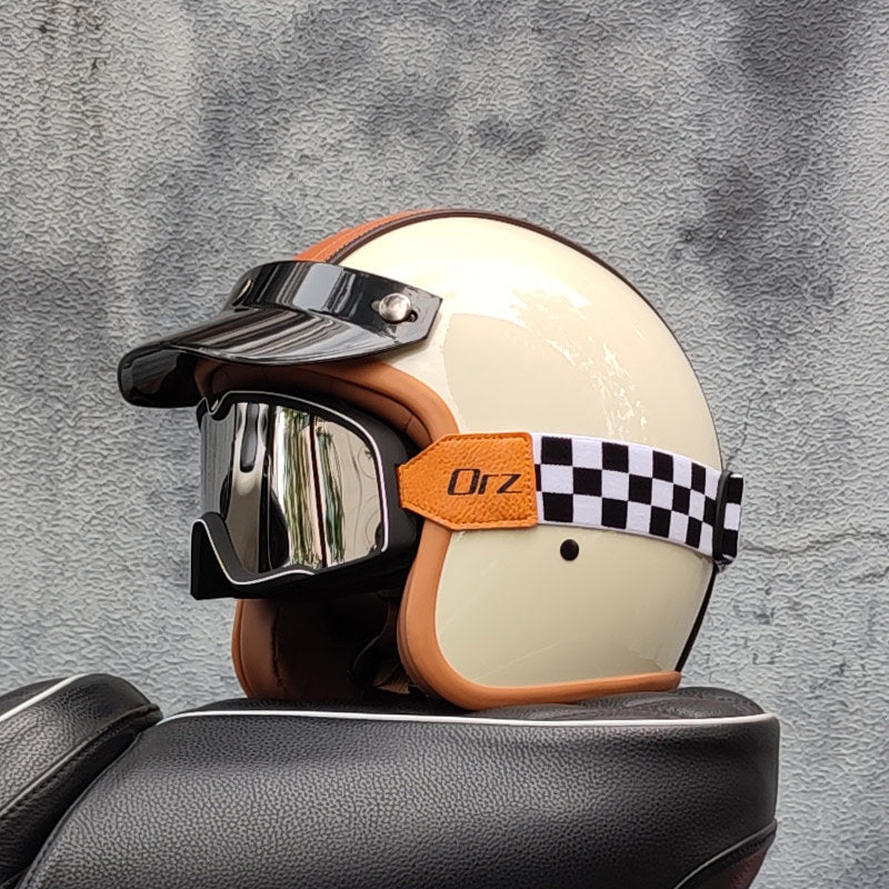 Retro motorcycle open helmet-I20