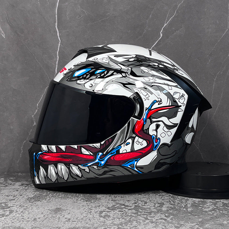 Full-face motorcycle helmet with dual visors (tinted)-I205