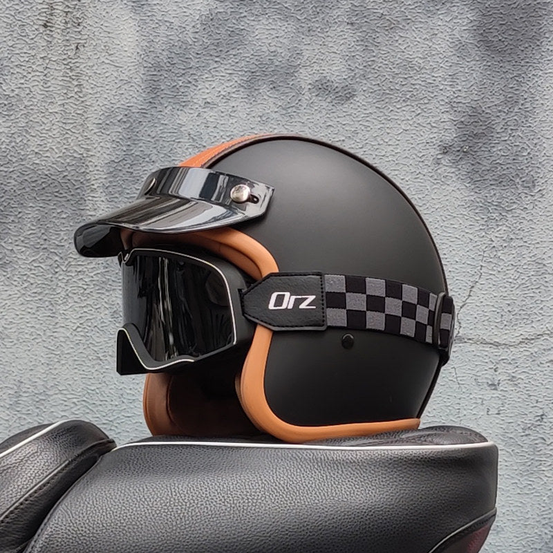 Retro motorcycle open helmet-I20