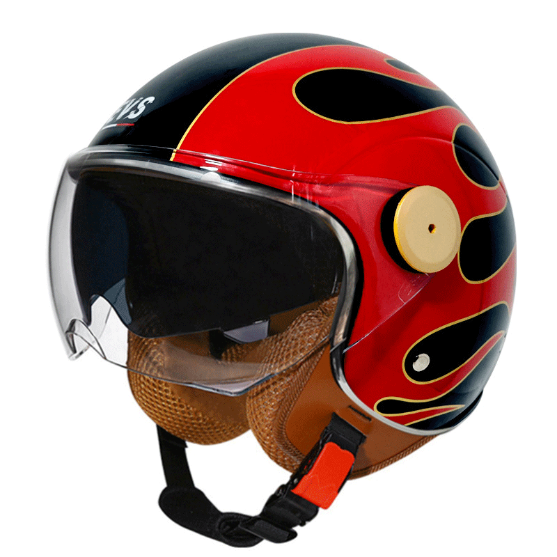 Retro 3/4 open-face motorcycle helmet with dual visors- I71