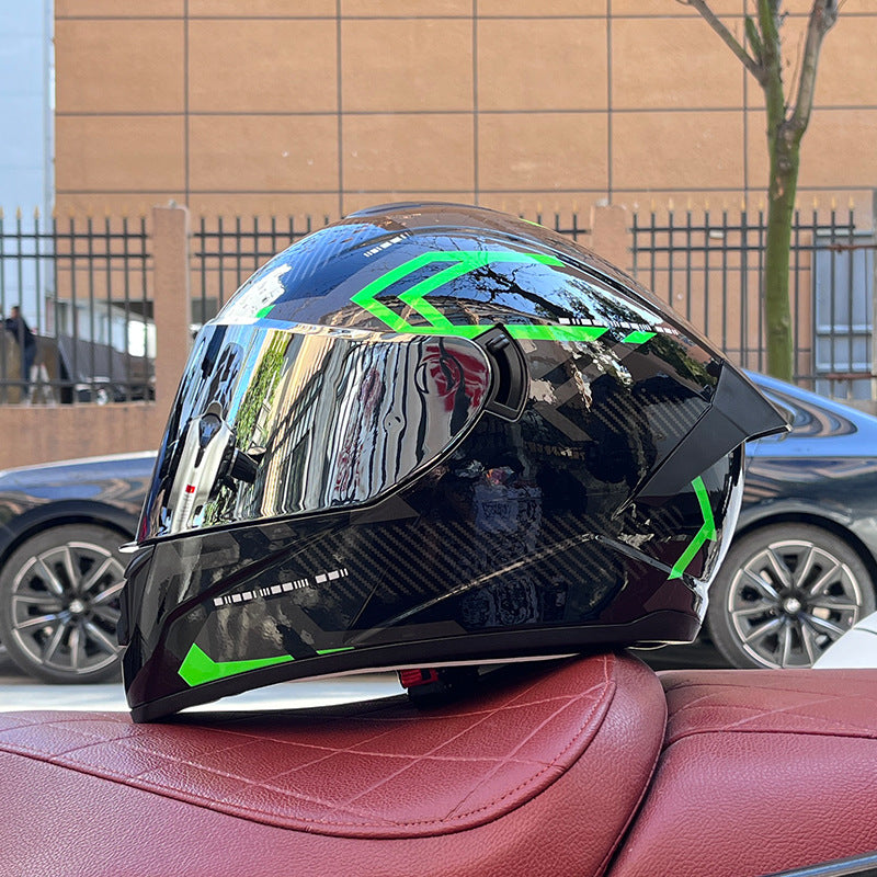 High-end sport-style full-face motorcycle helmet with dual visors-I159