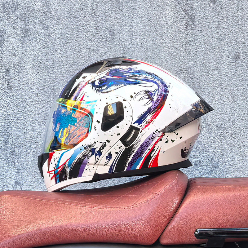 Modular Motorcycle Helmet with Dual Visors – Iridescent Cruiser Style-I185