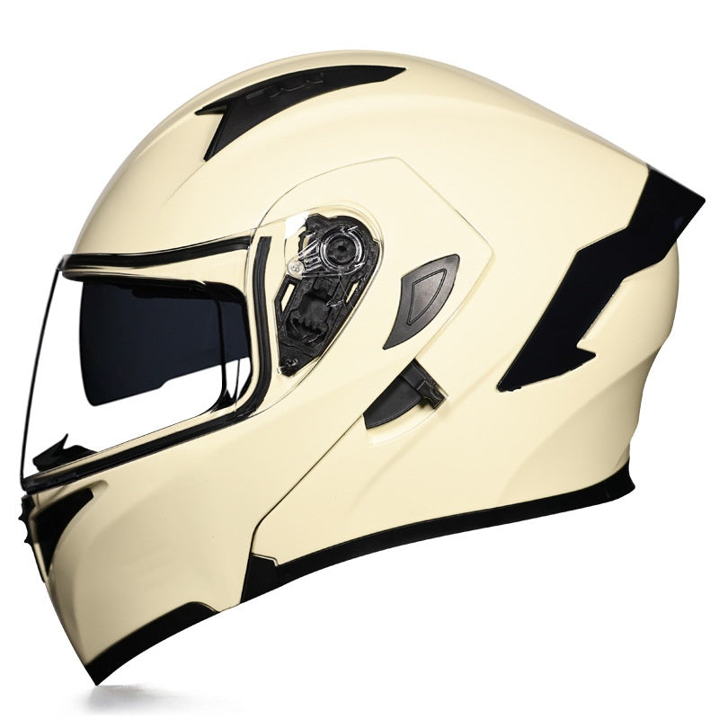 Motorcycle modular helmet with dual visors and a minimalist rear spoiler-I152