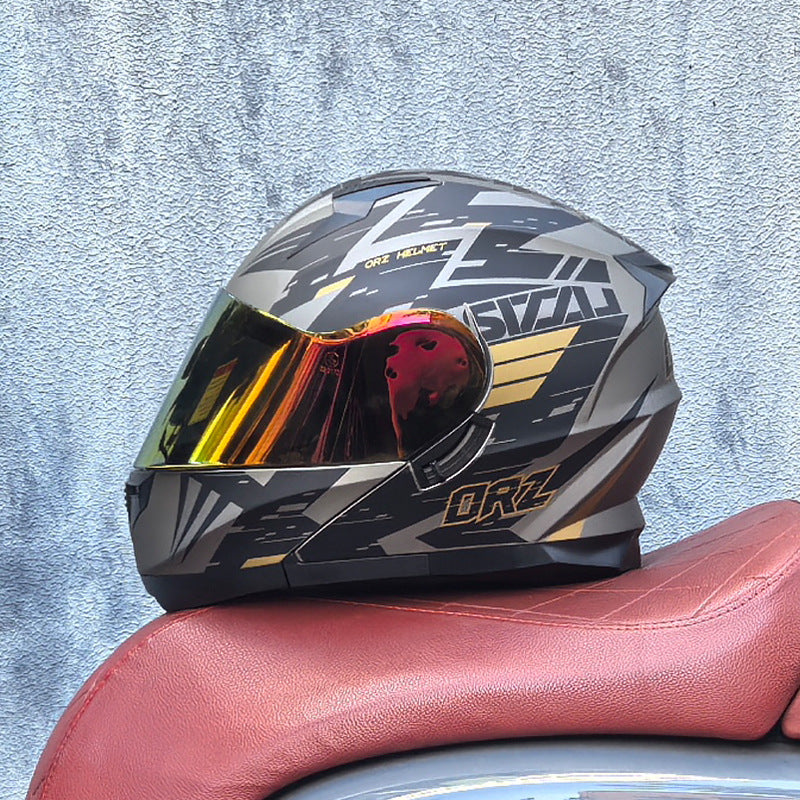 DOT-Certified Motorcycle Modular Helmet with Titanium Dark Red Visor-I212