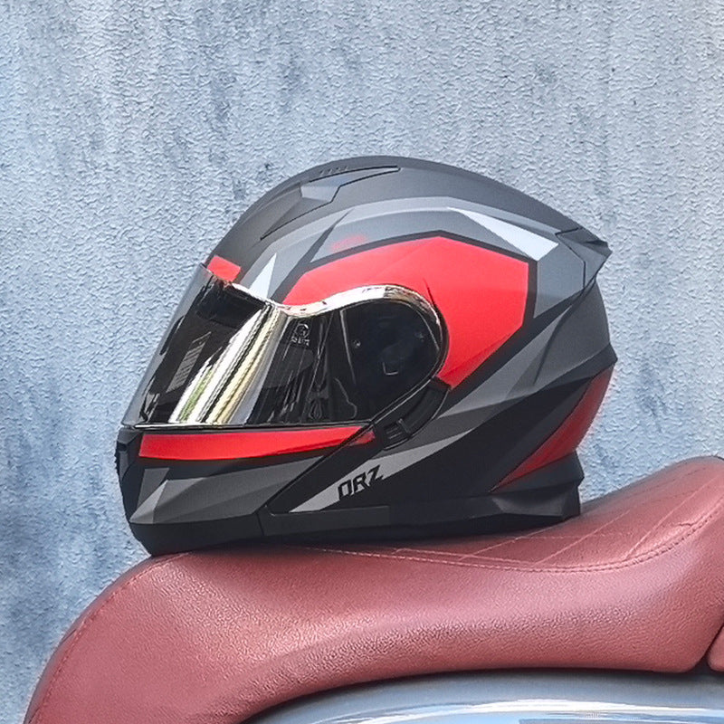 Aurora Silver Visor Modular Motorcycle Helmet (DOT Certified)-I211