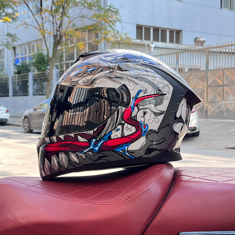 Cool Sport-Style Street Motorcycle Full-Face Helmet with Dual Visors-I160