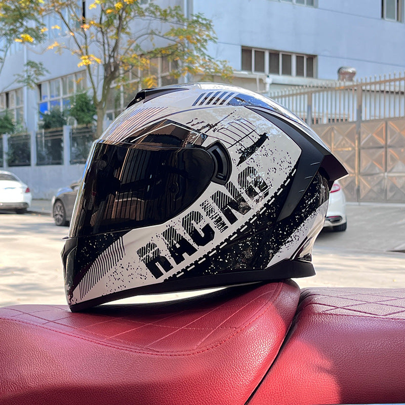 High-end sport-style full-face motorcycle helmet with dual visors-I159