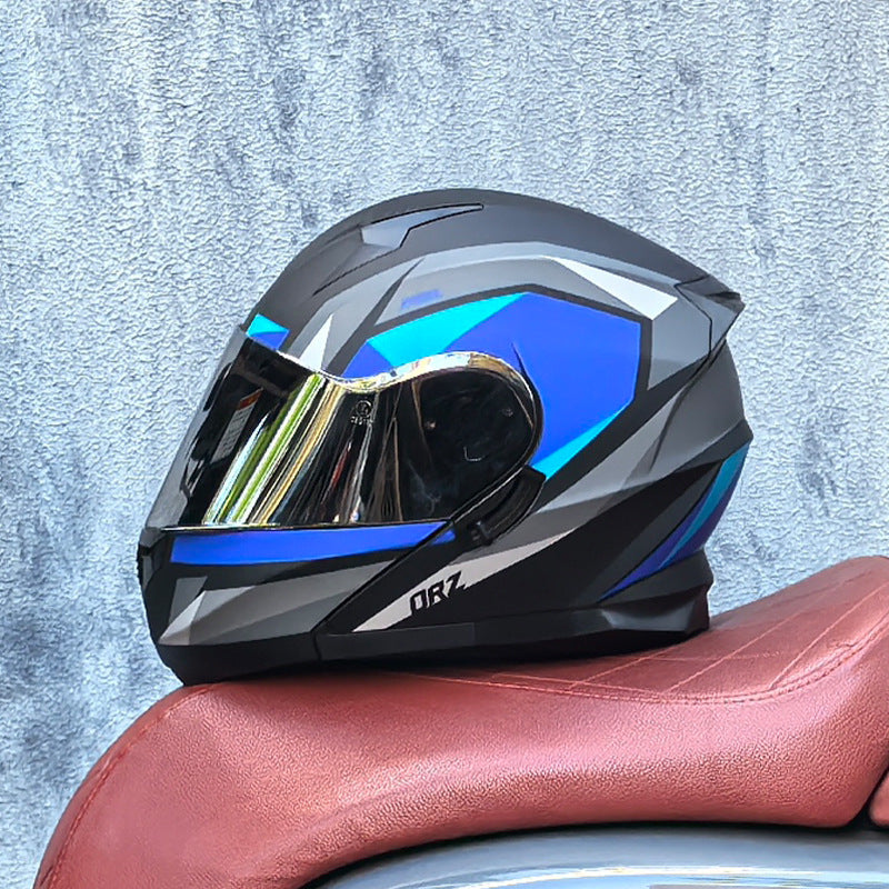Aurora Silver Visor Modular Motorcycle Helmet (DOT Certified)-I211