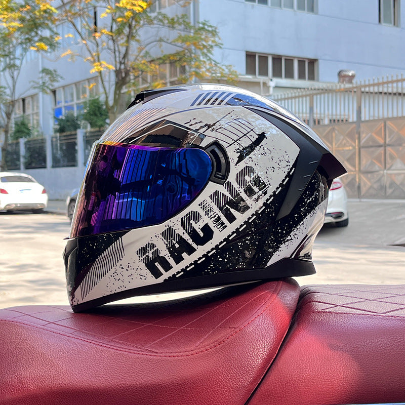 High-end sport-style full-face motorcycle helmet with dual visors-I159