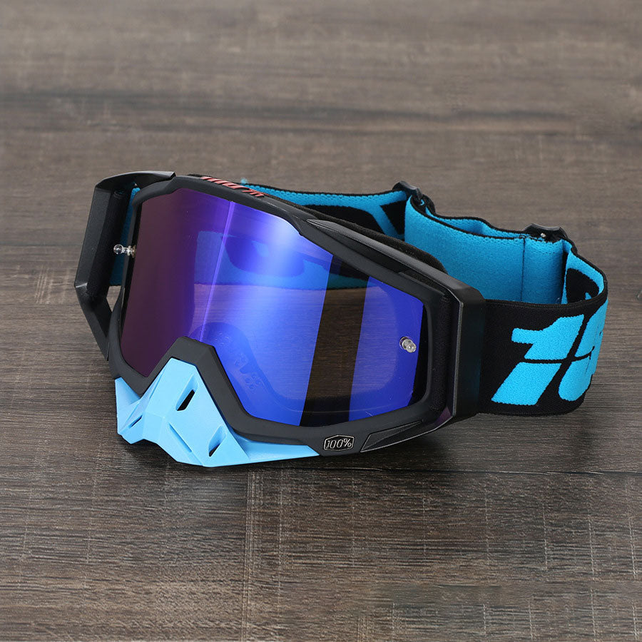 Impact-resistant blue motocross goggles-H09