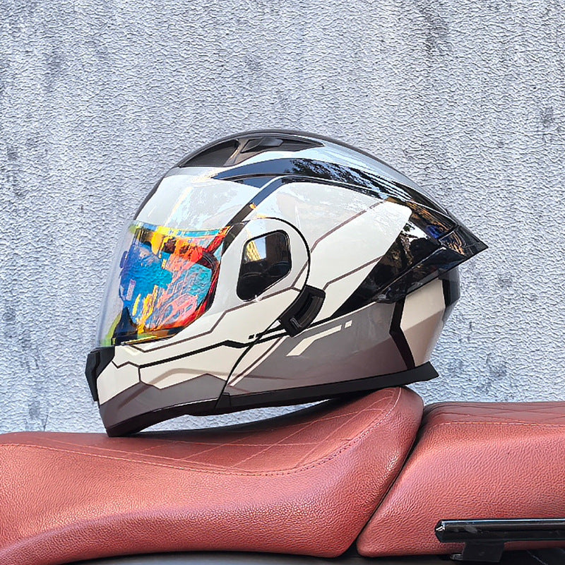 Modular Motorcycle Helmet with Dual Visors – Iridescent Cruiser Style-I185