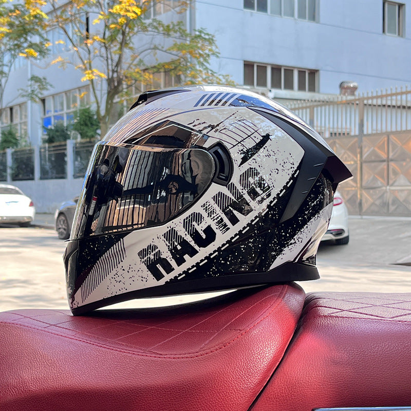 High-end sport-style full-face motorcycle helmet with dual visors-I159