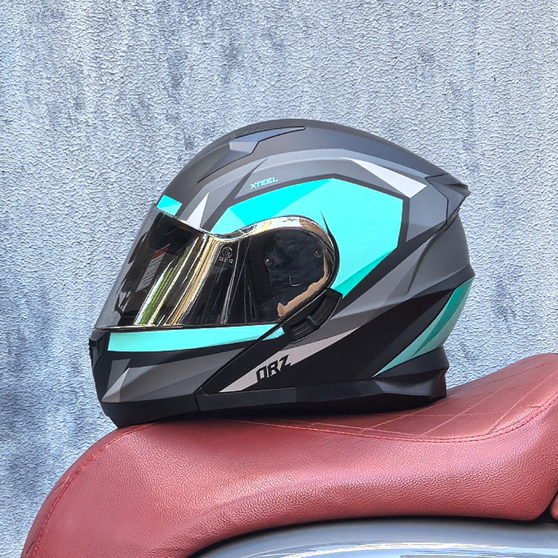 Aurora Silver Visor Modular Motorcycle Helmet (DOT Certified)-I211