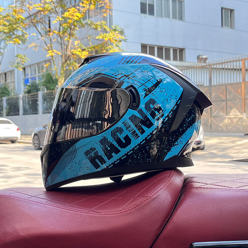 High-end sport-style full-face motorcycle helmet with dual visors-I159