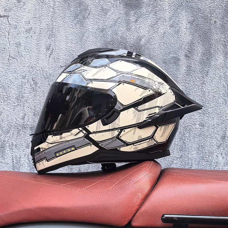 Premium dark tea-tinted dual-visor motorcycle helmet-I195