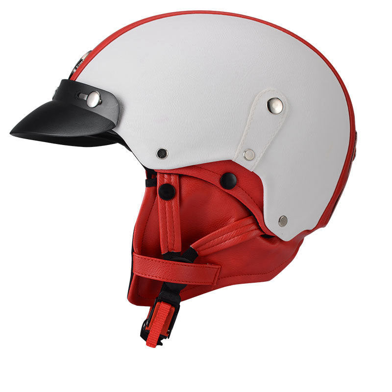 Retro open-face motorcycle helmet with goggles-I103