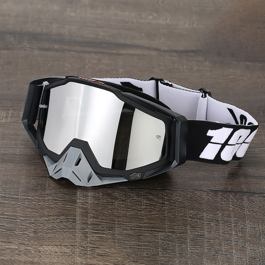 Black-White, and Grey Off-Road Motorcycle Goggles-H06