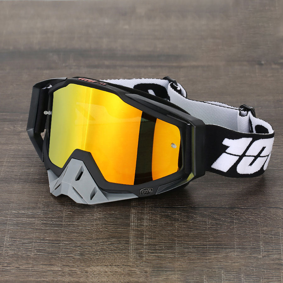 Black-White, and Grey Off-Road Motorcycle Goggles-H06