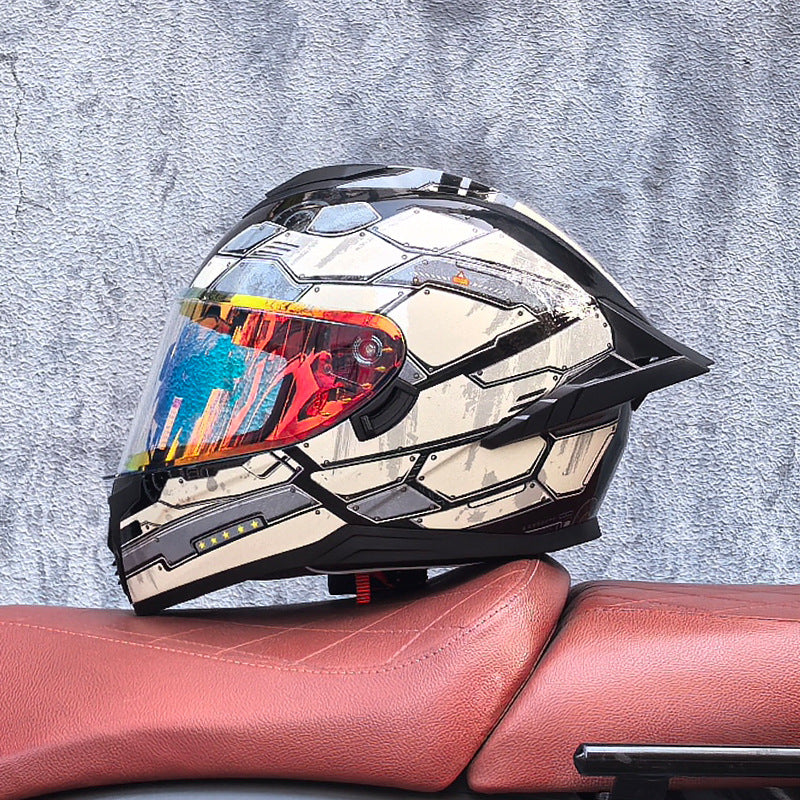 Iridescent Dual-Visor Motorcycle Helmet-I194