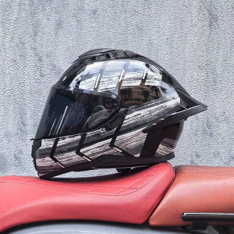 Premium dark tea-tinted dual-visor motorcycle helmet-I195