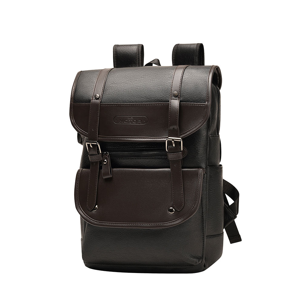 Retro faux PU leather motorcycle backpack-B11