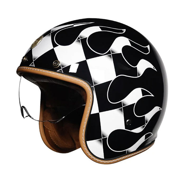 Retro-style open-face motorcycle helmet-I25