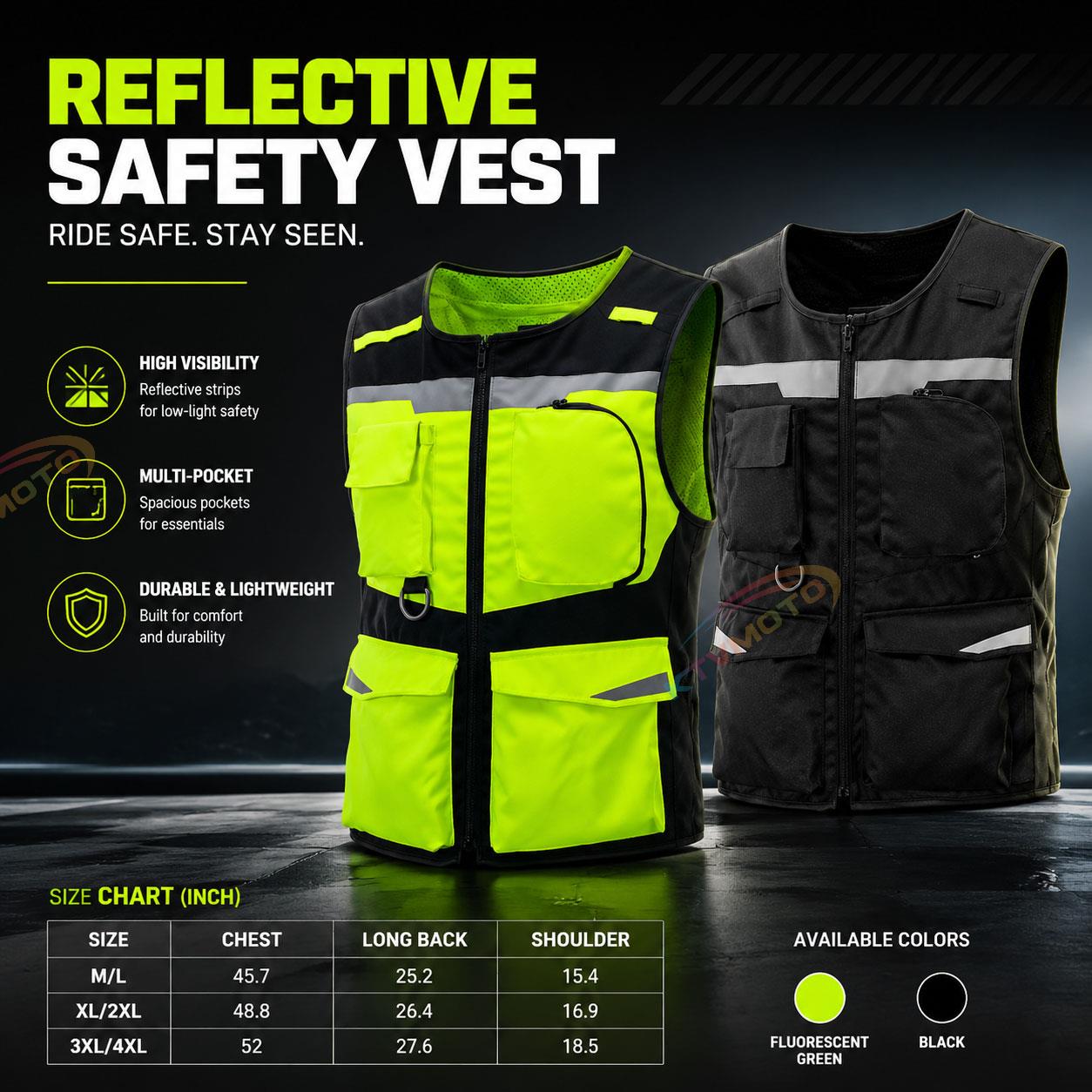 Reflective Off-Road Motorcycle Riding Vest-J104