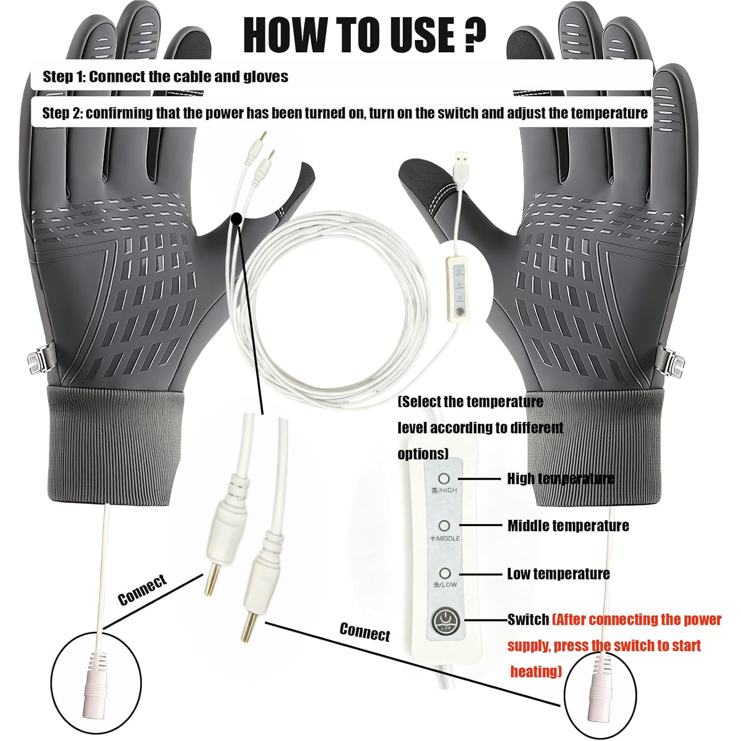 Heated Touchscreen Winter Gloves for Winter Sports Cycling Hunting