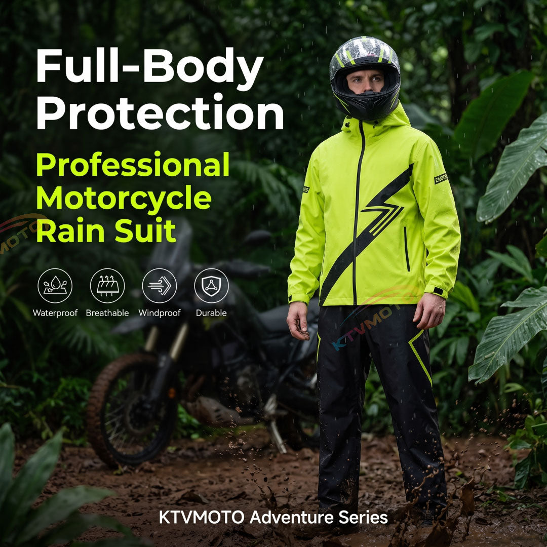 Full-body two-piece motorcycle rain suit-C14
