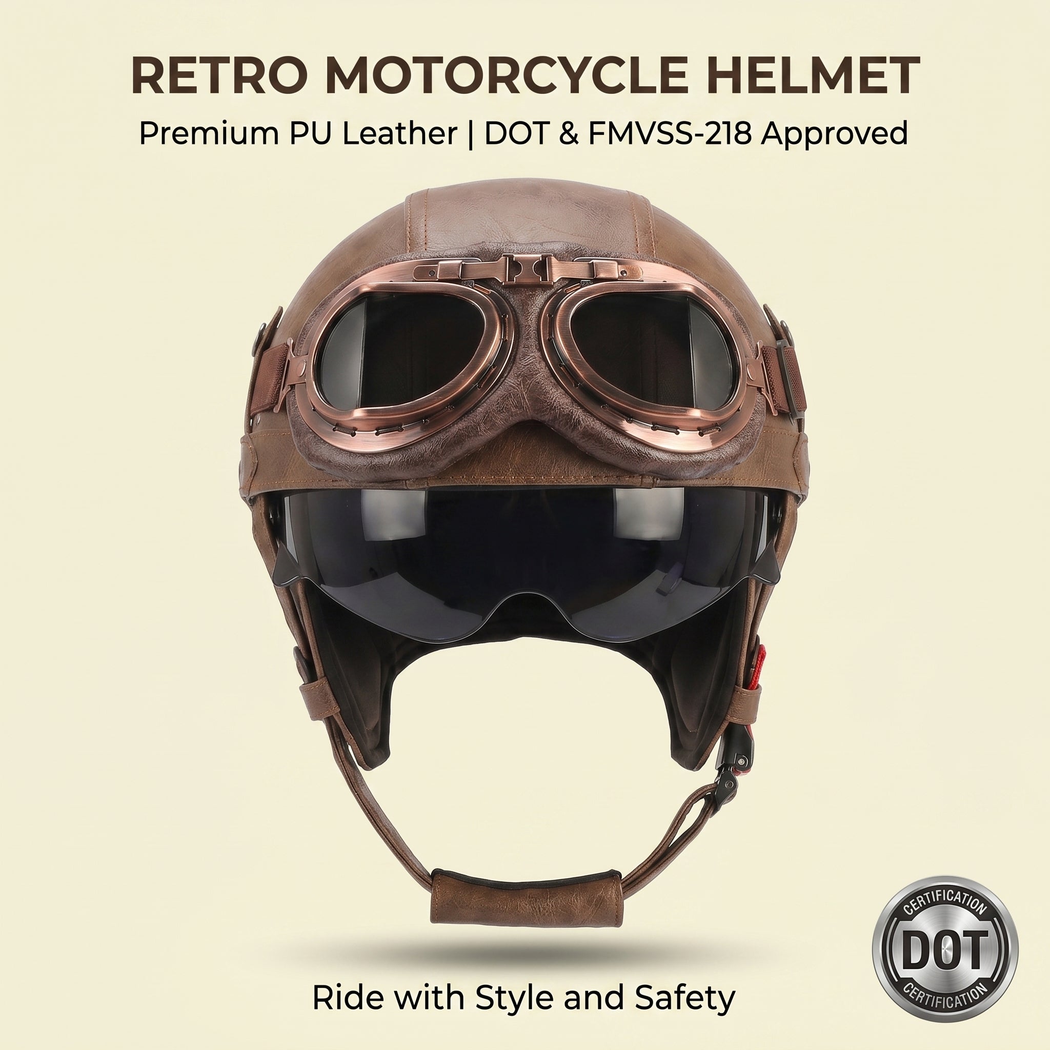 Retro German Motorcycle Half Helmet DOT Certified - I06
