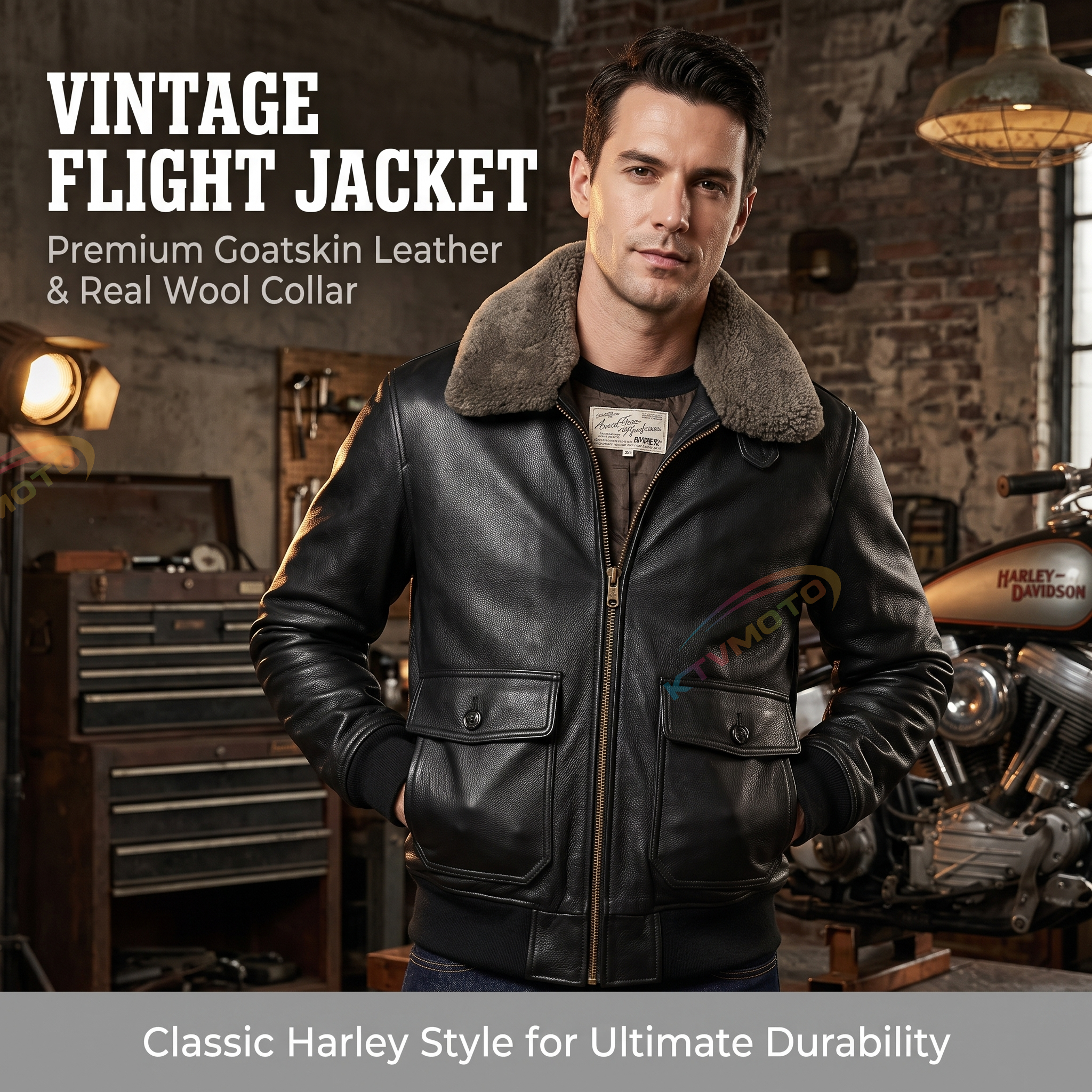 Air flight suit thick goatskin jacket-A14