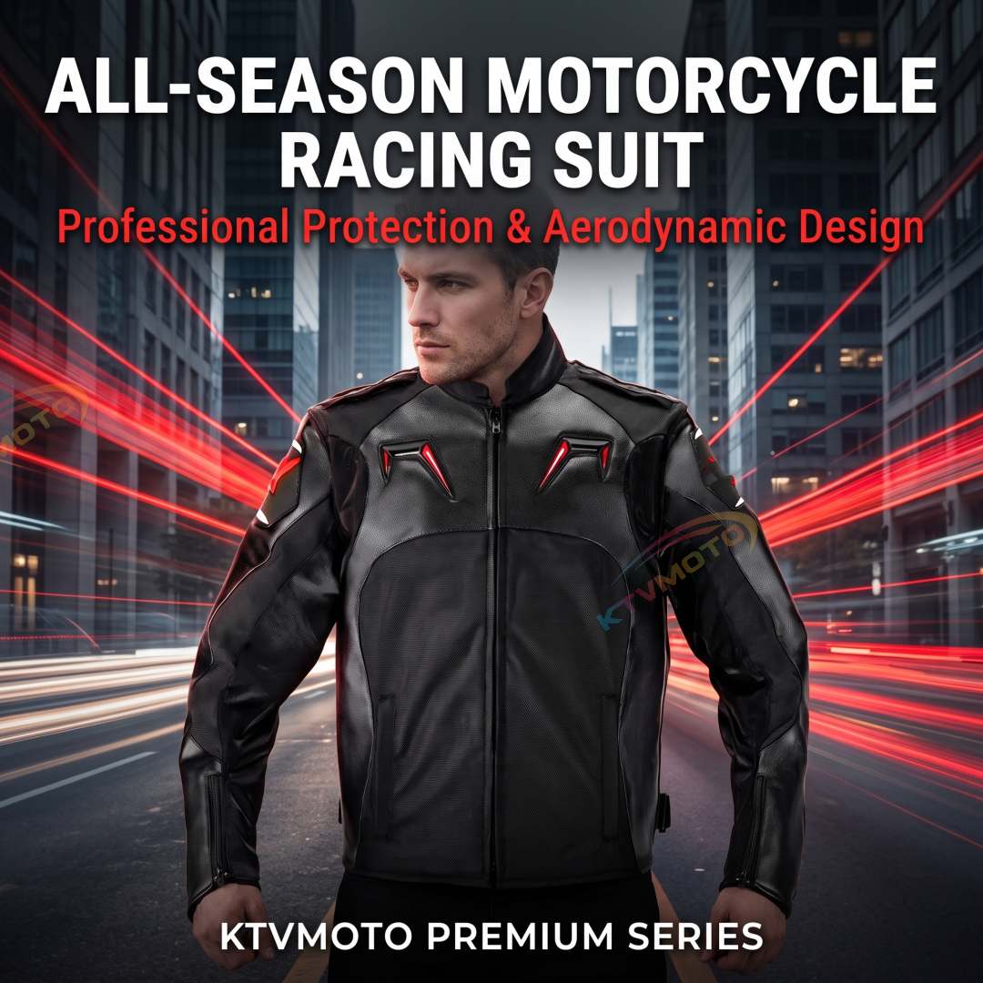 All-Season Motorcycle Racing Suit with Protective Gear-J65