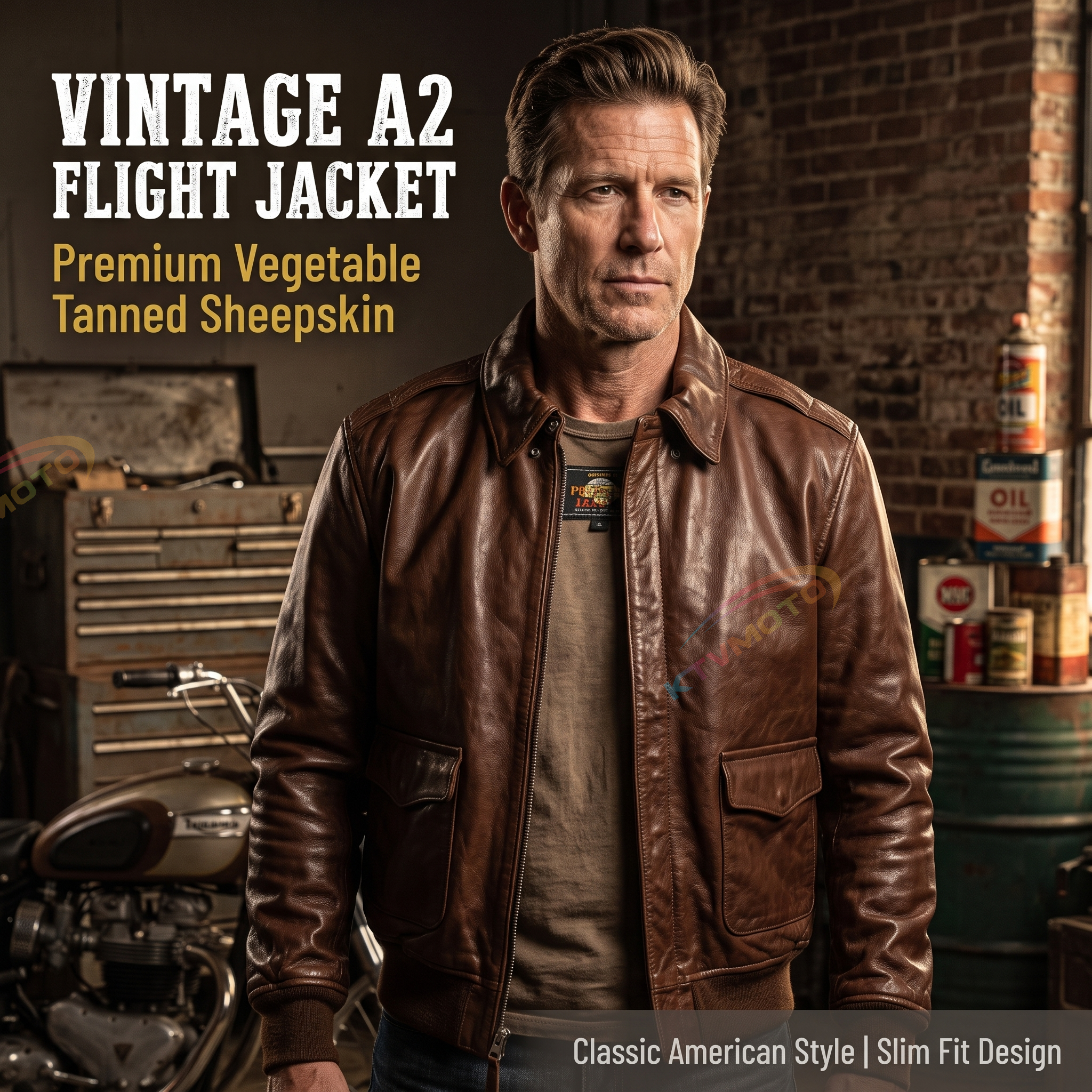 Retro American A2 Air Force Pilot Genuine Leather Jacket - A53