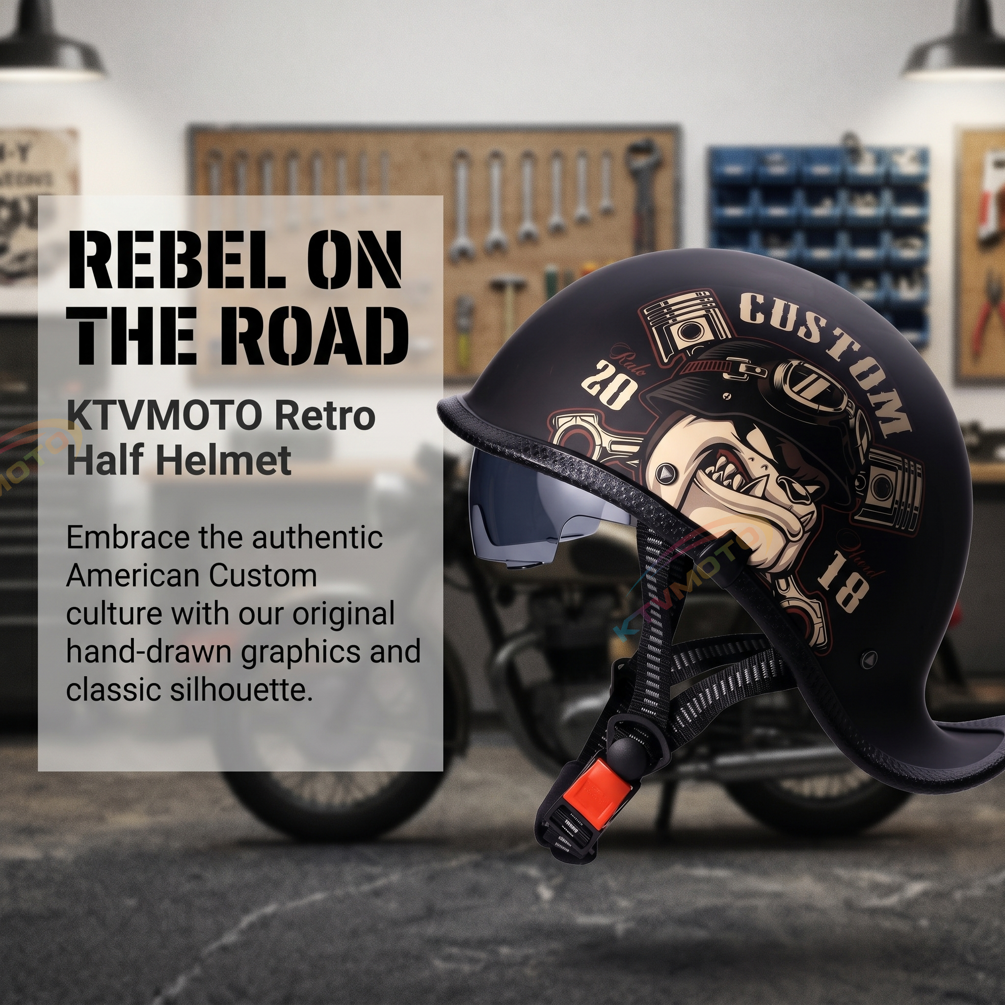 Retro motorcycle half helmet-I131