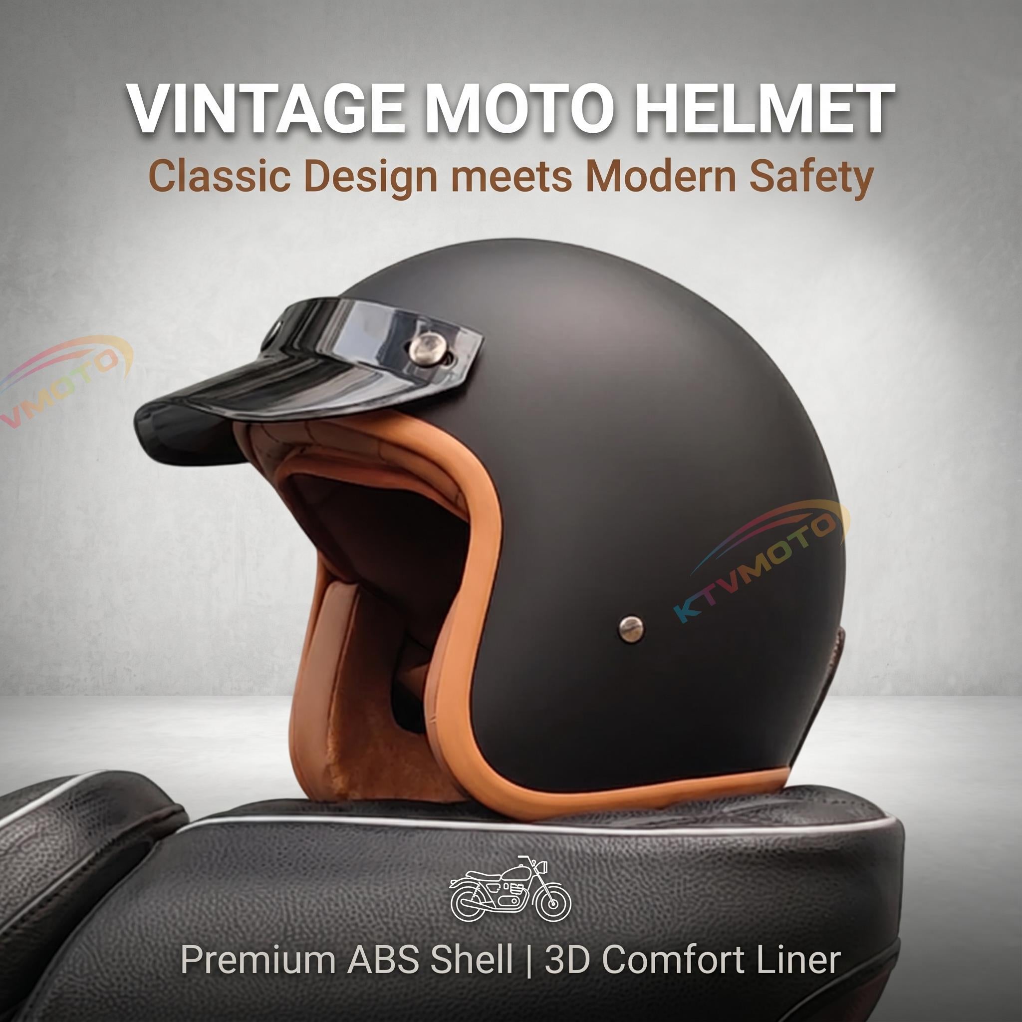 Retro motorcycle open helmet-I20